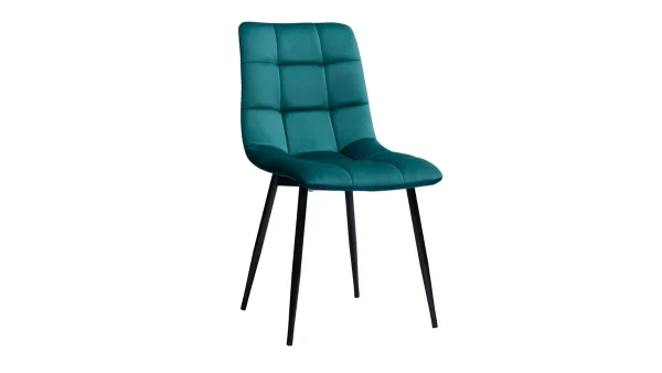 Chaises Design En Tissu Velours Bleu Canard Et Métal Noir (lot De 2) MAXWELL 4