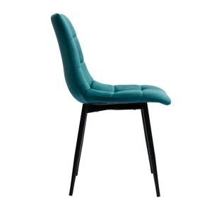 Chaises Design En Tissu Velours Bleu Canard Et Métal Noir (lot De 2) MAXWELL 16