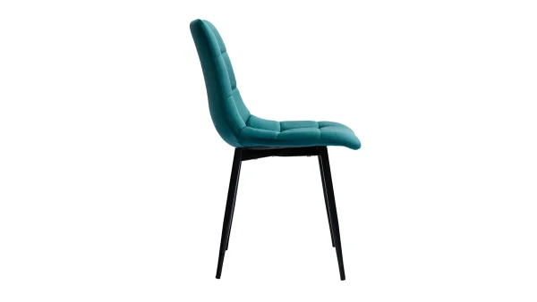 Chaises Design En Tissu Velours Bleu Canard Et Métal Noir (lot De 2) MAXWELL 5