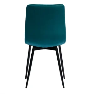 Chaises Design En Tissu Velours Bleu Canard Et Métal Noir (lot De 2) MAXWELL 18