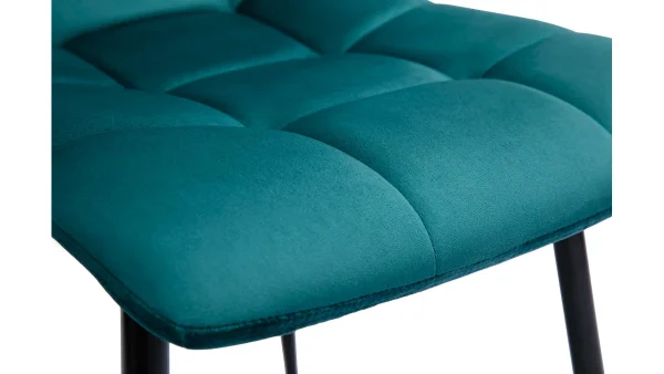 Chaises Design En Tissu Velours Bleu Canard Et Métal Noir (lot De 2) MAXWELL 7