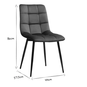 Chaises Design En Tissu Velours Bleu Canard Et Métal Noir (lot De 2) MAXWELL 22