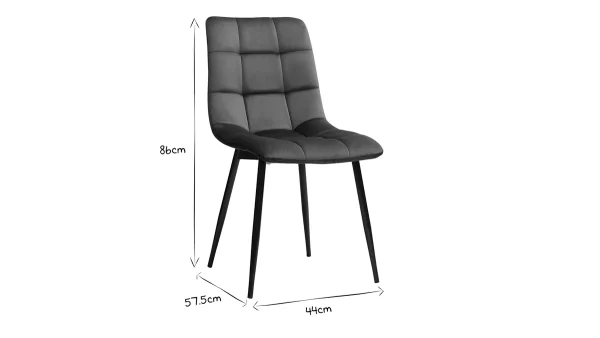 Chaises Design En Tissu Velours Bleu Canard Et Métal Noir (lot De 2) MAXWELL 8