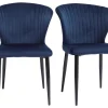 qualité supérieure Chaises Design En Tissu Velours Bleu Et Métal Noir (lot De 2) KAYEL 26