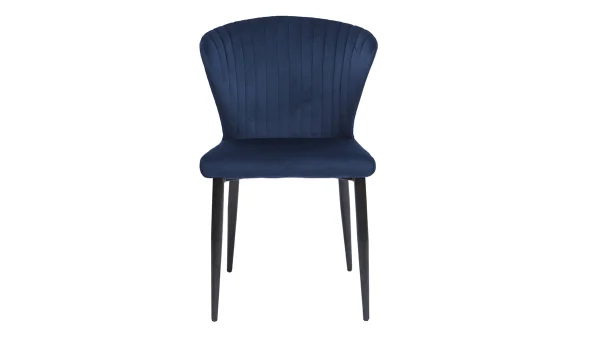 qualité supérieure Chaises Design En Tissu Velours Bleu Et Métal Noir (lot De 2) KAYEL 3