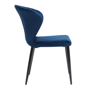 qualité supérieure Chaises Design En Tissu Velours Bleu Et Métal Noir (lot De 2) KAYEL 16