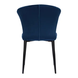 qualité supérieure Chaises Design En Tissu Velours Bleu Et Métal Noir (lot De 2) KAYEL 18