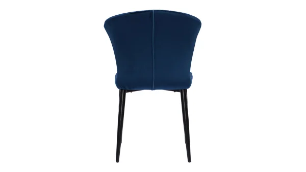 qualité supérieure Chaises Design En Tissu Velours Bleu Et Métal Noir (lot De 2) KAYEL 6