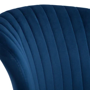 qualité supérieure Chaises Design En Tissu Velours Bleu Et Métal Noir (lot De 2) KAYEL 20