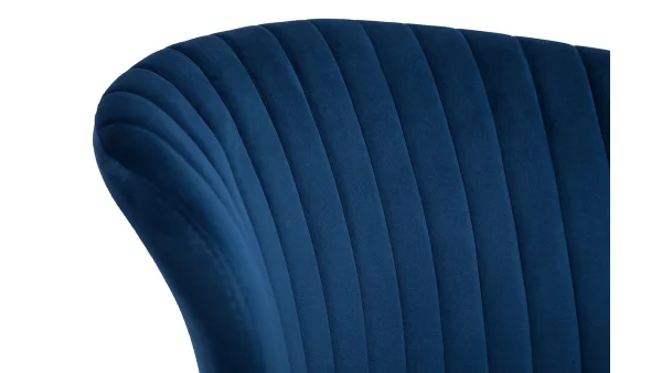 qualité supérieure Chaises Design En Tissu Velours Bleu Et Métal Noir (lot De 2) KAYEL 7