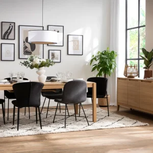 qualité supérieure Chaises Design En Tissu Velours Bleu Et Métal Noir (lot De 2) KAYEL 22