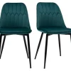 Chaises Design En Tissu Velours Bleu Pétrole Et Métal Noir (lot De 2) FUSE 31