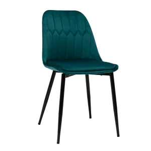Chaises Design En Tissu Velours Bleu Pétrole Et Métal Noir (lot De 2) FUSE 15