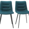 Paris Chaises Design En Tissu Velours Bleu Pétrole Et Métal Noir (lot De 2) PARKER 25