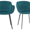 Chaises Design En Tissu Velours Bleu Pétrole Et Métal Noir (lot De 2) SAKE 20