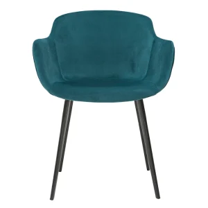 Chaises Design En Tissu Velours Bleu Pétrole Et Métal Noir (lot De 2) SAKE 13