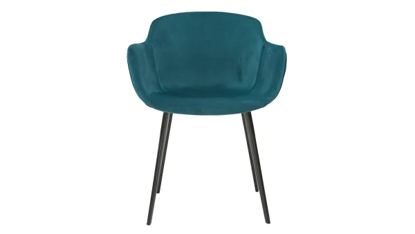 Chaises Design En Tissu Velours Bleu Pétrole Et Métal Noir (lot De 2) SAKE 3