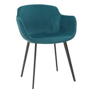Chaises Design En Tissu Velours Bleu Pétrole Et Métal Noir (lot De 2) SAKE 15