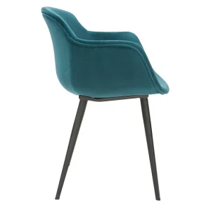 Chaises Design En Tissu Velours Bleu Pétrole Et Métal Noir (lot De 2) SAKE 17
