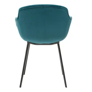 Chaises Design En Tissu Velours Bleu Pétrole Et Métal Noir (lot De 2) SAKE 19