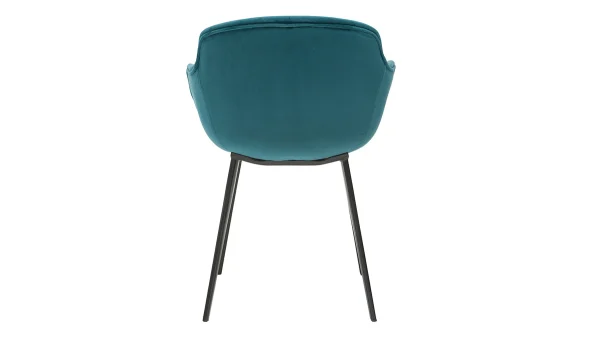 Chaises Design En Tissu Velours Bleu Pétrole Et Métal Noir (lot De 2) SAKE 6