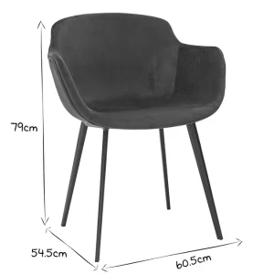 Chaises Design En Tissu Velours Bleu Pétrole Et Métal Noir (lot De 2) SAKE 25