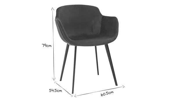 Chaises Design En Tissu Velours Bleu Pétrole Et Métal Noir (lot De 2) SAKE 9