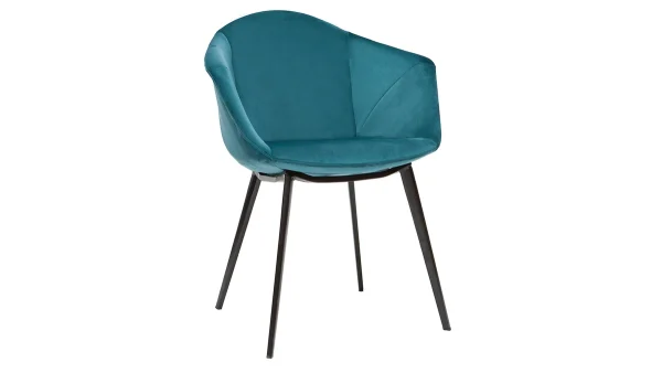 boutiqued en ligne Chaises Design En Tissu Velours Bleu Pétrole Et Métal Noir (lot De 2) TAYA 4