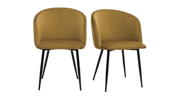 Chaises Design En Tissu Velours Bronze Et Métal Noir (lot De 2) VANITY Boutique officielle 1