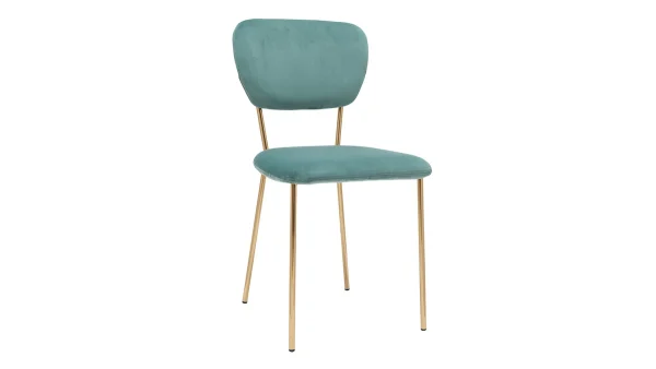 Chaises Design En Tissu Velours Gaufré Vert Céladon Et Métal Doré (lot De 2) LEPIDUS 4