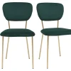 Chaises Design En Tissu Velours Gaufré Vert Foncé Et Métal Doré (lot De 2) LEPIDUS site pas cher 31