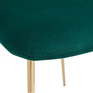 Meilleur Service Chaises Design En Tissu Velours Gaufré Vert Foncé Et Métal Doré (lot De 2) LEPIDUS 21