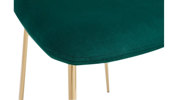 Meilleur Service Chaises Design En Tissu Velours Gaufré Vert Foncé Et Métal Doré (lot De 2) LEPIDUS 7