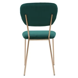 Meilleur Service Chaises Design En Tissu Velours Gaufré Vert Foncé Et Métal Doré (lot De 2) LEPIDUS 19