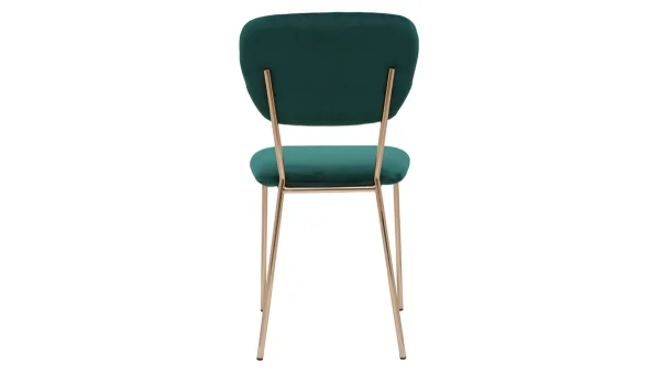 Meilleur Service Chaises Design En Tissu Velours Gaufré Vert Foncé Et Métal Doré (lot De 2) LEPIDUS 6