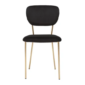soldes pas cher Chaises Design En Tissu Velours Noir Et Métal Doré (lot De 2) LEPIDUS 13