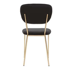 soldes pas cher Chaises Design En Tissu Velours Noir Et Métal Doré (lot De 2) LEPIDUS 19