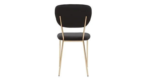 soldes pas cher Chaises Design En Tissu Velours Noir Et Métal Doré (lot De 2) LEPIDUS 6