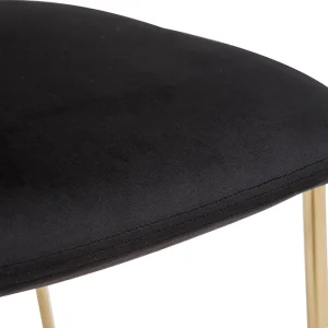 soldes pas cher Chaises Design En Tissu Velours Noir Et Métal Doré (lot De 2) LEPIDUS 21