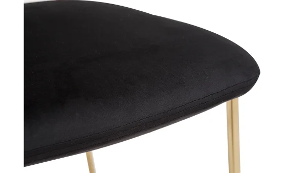 soldes pas cher Chaises Design En Tissu Velours Noir Et Métal Doré (lot De 2) LEPIDUS 7