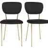 Chaises Design En Tissu Velours Noir Et Métal Doré (lot De 2) LEPIDUS 26