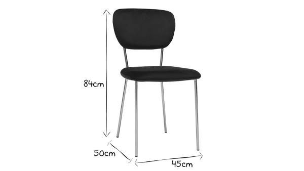 soldes pas cher Chaises Design En Tissu Velours Noir Et Métal Doré (lot De 2) LEPIDUS 9