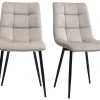 Chaises Design En Tissu Velours Taupe Et Métal Noir (lot De 2) MAXWELL vente pas cher 23