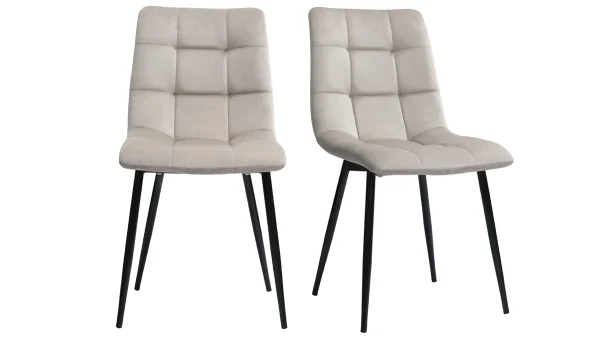 Chaises Design En Tissu Velours Taupe Et Métal Noir (lot De 2) MAXWELL 1