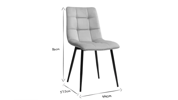 Chaises Design En Tissu Velours Taupe Et Métal Noir (lot De 2) MAXWELL 7