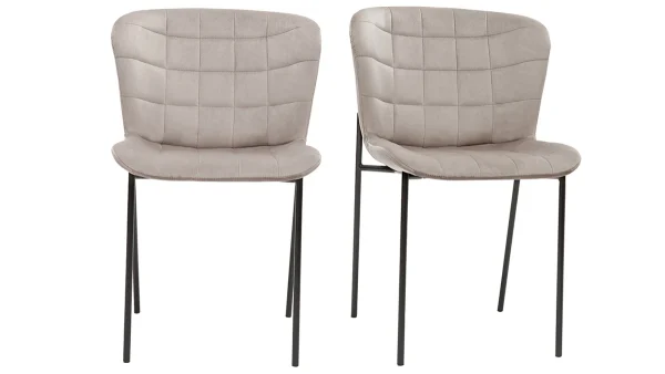 Chaises Design En Velours Taupe Et Métal Noir (lot De 2) SAIGA prix abordable 1