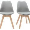 Chaises Design Gris Et Bois Clair Massif (lot De 2) PAULINE Achat 25