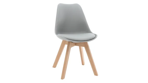 Chaises Design Gris Et Bois Clair Massif (lot De 2) PAULINE Achat 4