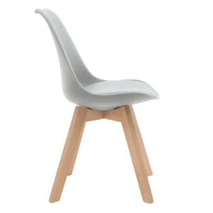 Chaises Design Gris Et Bois Clair Massif (lot De 2) PAULINE Achat 18