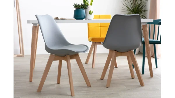 Chaises Design Gris Et Bois Clair Massif (lot De 2) PAULINE Achat 9